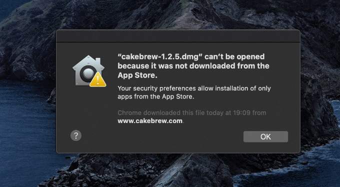 App can't be opened window