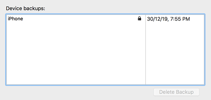 iPhone in Device backups