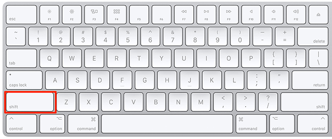 Apple Keyboard with Shift key highlighted