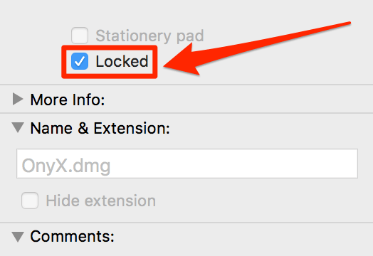 Locked checkbox in Info window