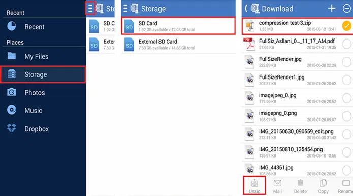 open passowrd protected zip on Android